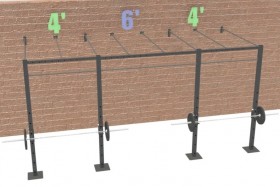 14' Wall Mount CrossRig Intermediate (1) with 2' Monkey Bar Spacing