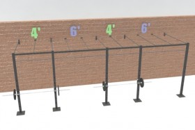 20' Wall Mount CrossRig Intermediate (1) - 2' Monkey Bar Spacing
