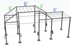 14ft Cross RigZilla with 6ft add-on and (5) Monkey Bars