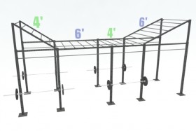 20ft Cross Rig with (1) 4ft Level up, (1) 6ft Level up and (8) Monkey Bars