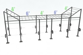 24ft Cross Rig with (2) 4ft Level Ups and (13) Monkey Bars