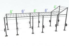 24ft Cross Rig with (1) 4ft Level Up and (16) Monkey Bars