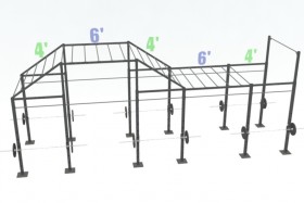 14ft Cross RigZilla with (1) 6ft add-on, (1) 4ft add-on with (2) 3ft Extensions and (5) Monkey Bars