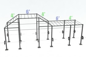 14ft Cross RigZilla with 6ft add-on, 4ft add-on and (8) Monkey Bars